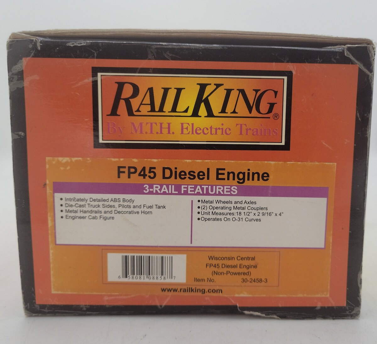 MTH 30-2458-3 Wisconsin Central FP45 Non-Powered Diesel Engine #6653 EX/Box
