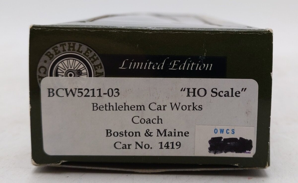 The Bethlehem Car Works BCW5211-03 HO Boston & Maine Coach Car #1419 LN/Box