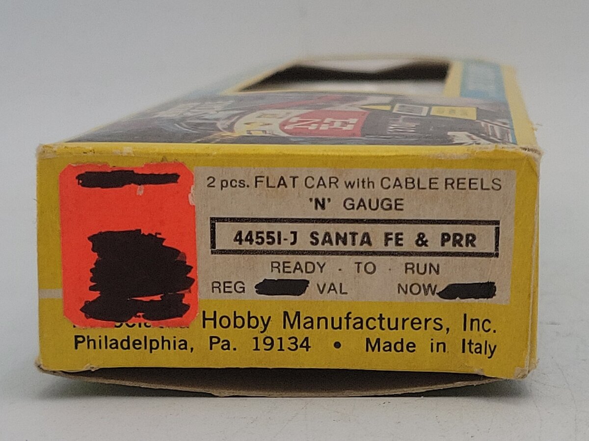 AHM 44551-J N Scale ATSF & Pennsylvania 2 Pcs. Flatcars w/Cable Reels EX/Box