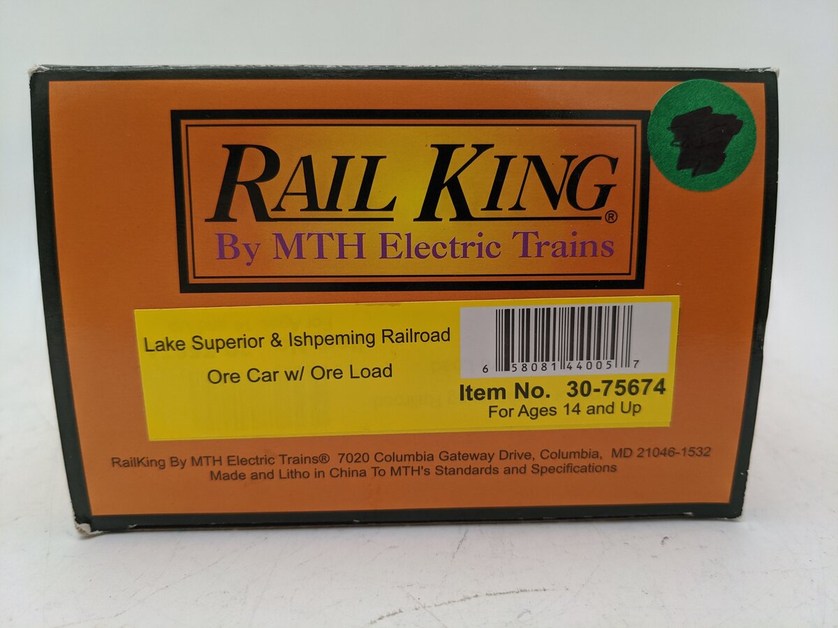 MTH 30-75674 O Gauge Lake Superior & Ishpeming Ore Car W/ Load #1608 EX/Box