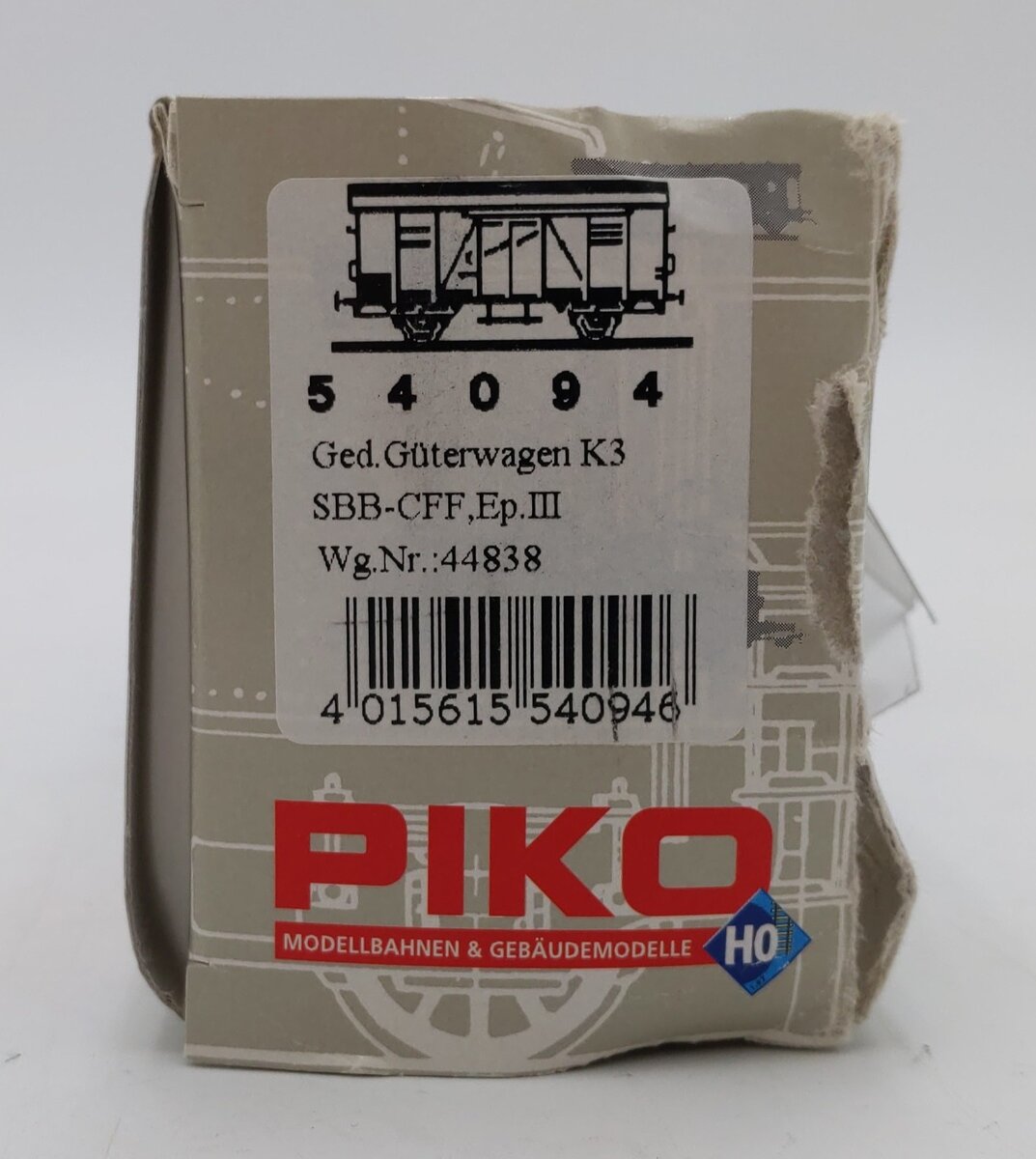 Piko HO 54095 SBB Covered Freight Wagon #44838 LN/Box