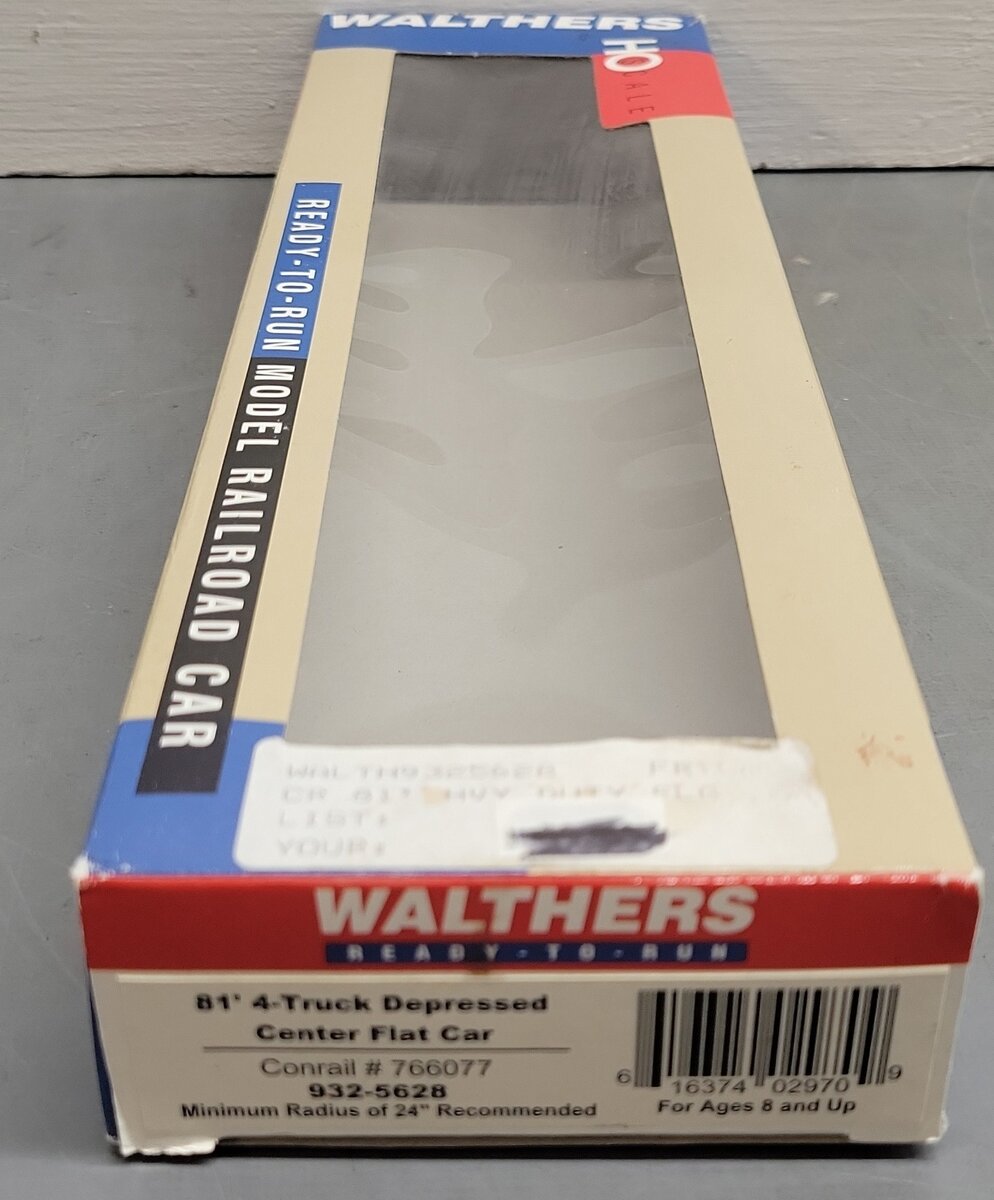 Walthers 932-5628 HO Conrail 81' 4-Truck Depressed Central Flat Car EX/Box