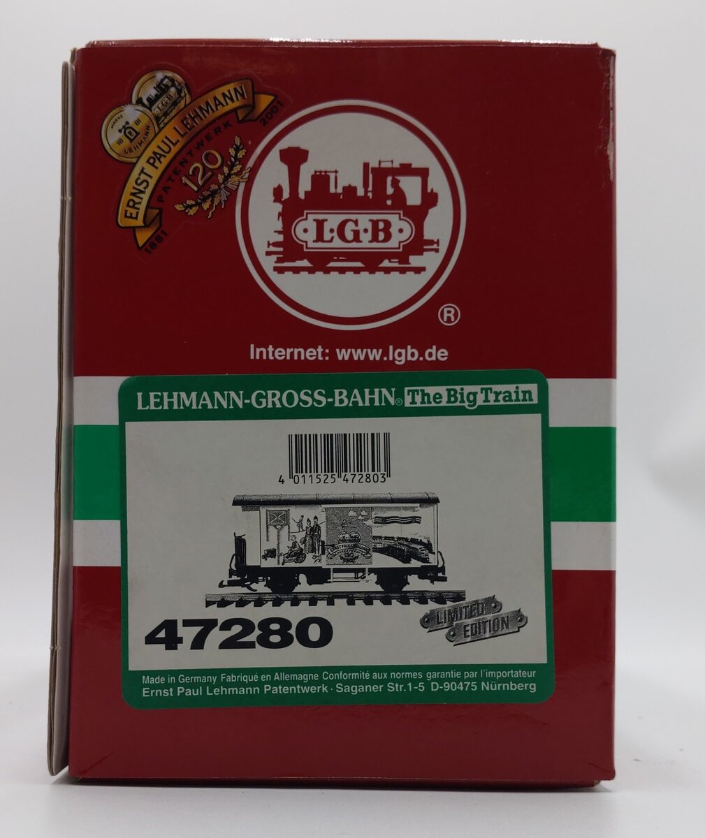 LGB 47280 G Scale 120th Anniversary Ernst Paul Lehmann Boxcar EX/Box