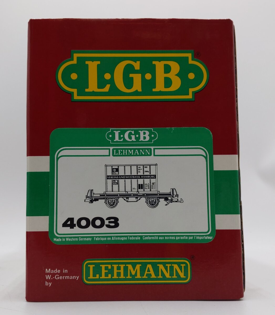 LGB 4003 G Scale Flatcar w/Schiesser Container EX/Box
