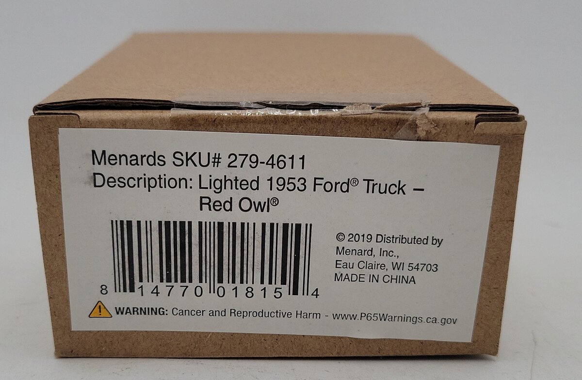 Menards 279-4611 1:48 Scale Lighted 1953 "Red Owl" Ford Truck NIB