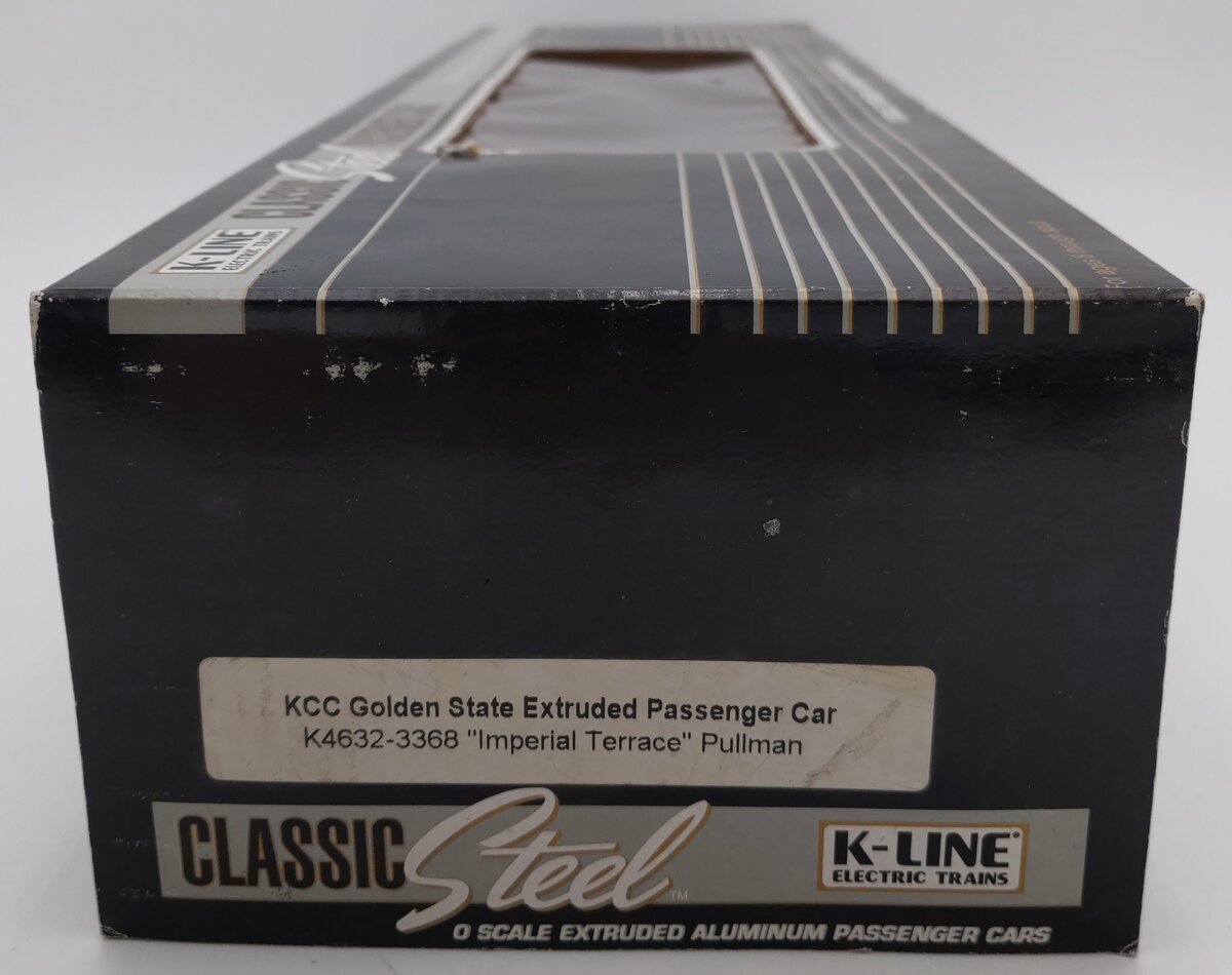 K-Line K4632-3368 O Golden State "Imperial Terrace "18" Aluminum Pullman Car EX/Box