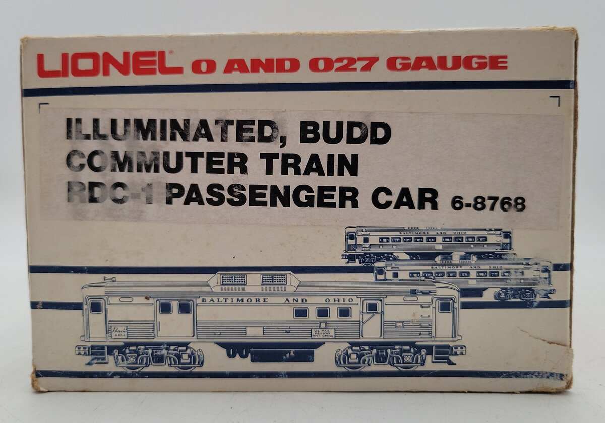 Lionel 6-8768 O Gauge Baltimore & Ohio RDC Budd Passenger Dummy Car VG/Box