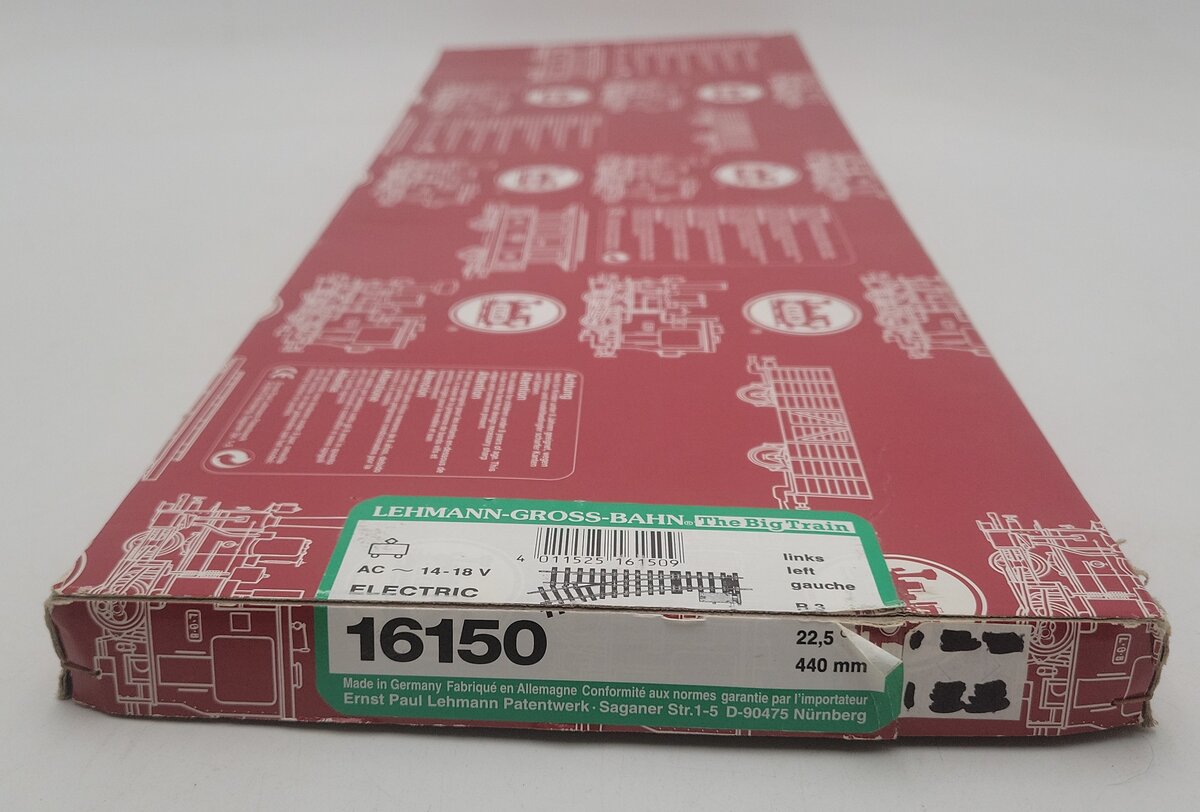 LGB 16150 G 22.5° R3 Left Hand Remote Electric Switch Turnout EX/Box