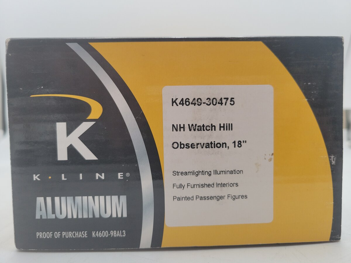 K-Line K4649-30475 O New Haven "Watch Hill" 18" Aluminum Observation Car EX/Box