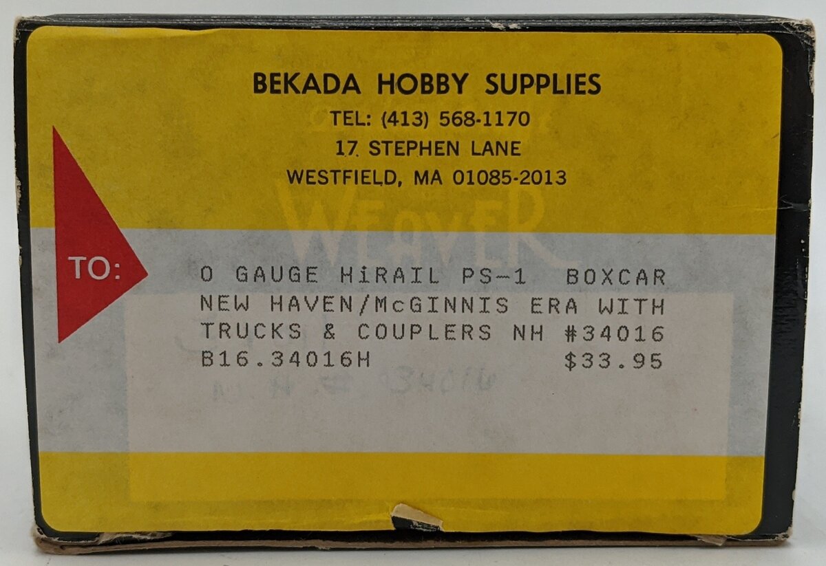 Weaver 34016 O Scale New Haven Boxcar #34016 VG/Box