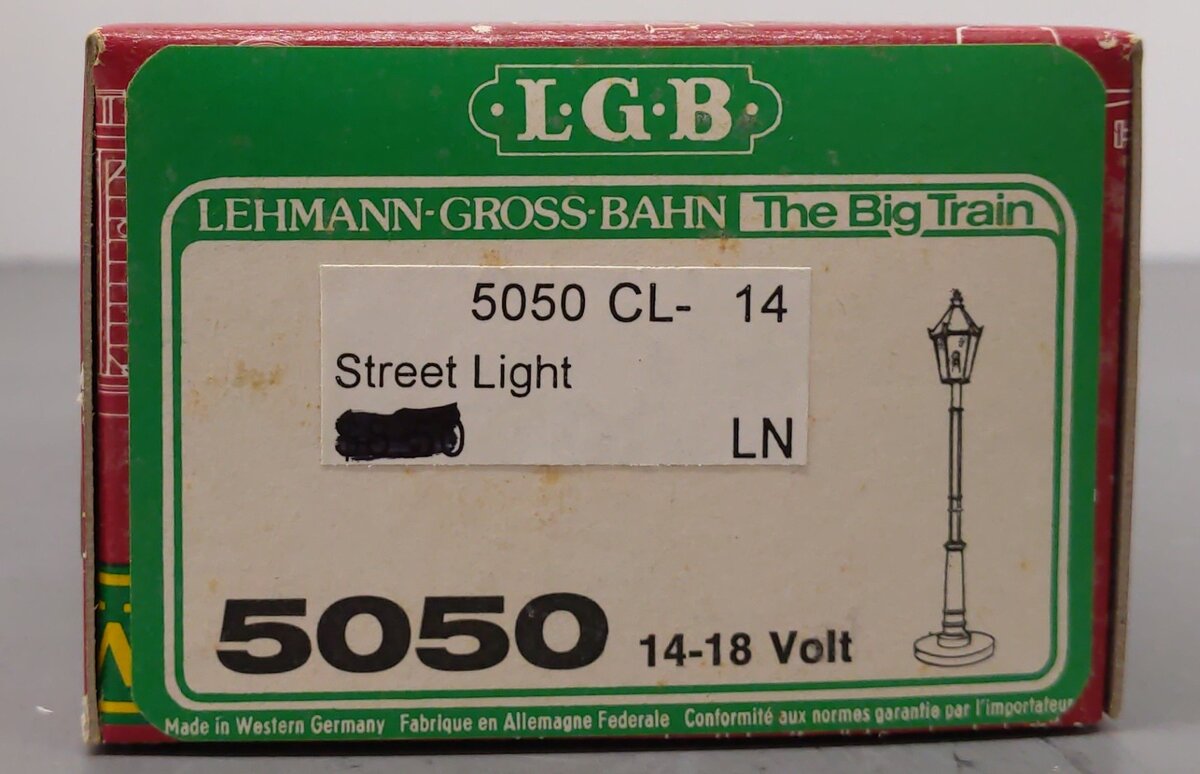 LGB 5050 G Scale Nostalgic Street Lantern Post 14 - 18 Volt EX/Box