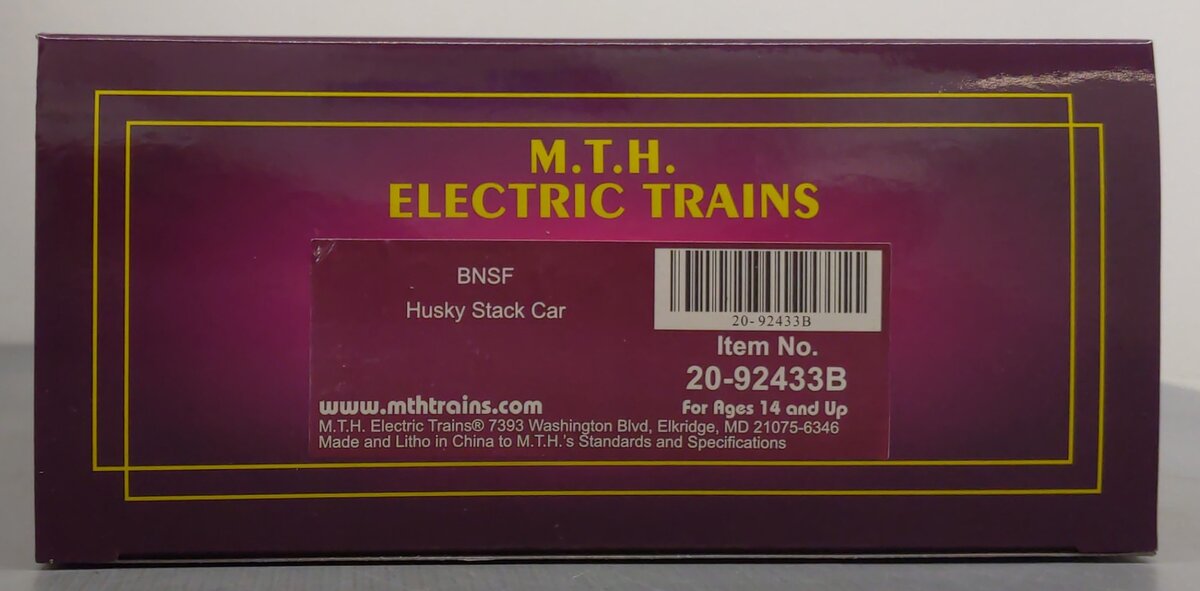 MTH 20-92433B O Gauge BNSF Husky Stack Car #208114 NIB