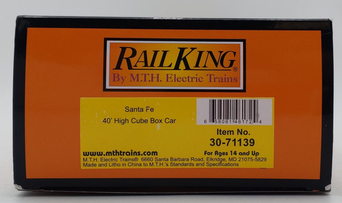 MTH 30-71139 O Santa Fe RailKing 40’ High Cube Box Car #14020 LN/Box