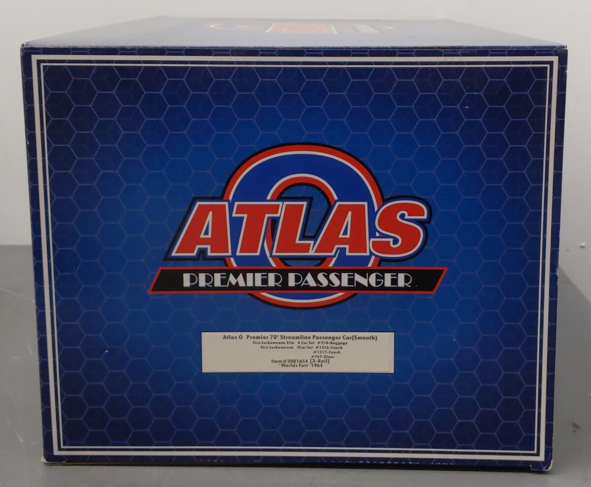 Atlas 3001654 O Gauge Premier 70' Streamline Passenger Car Set LN/Box