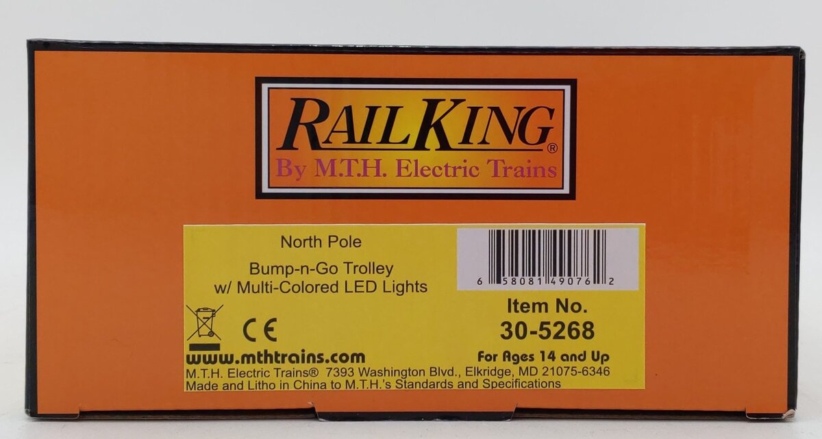 MTH 30-5268 O North Pole Bump-n-Go Trolley w/Multi-Colored LED Lights #12256 LN/Box