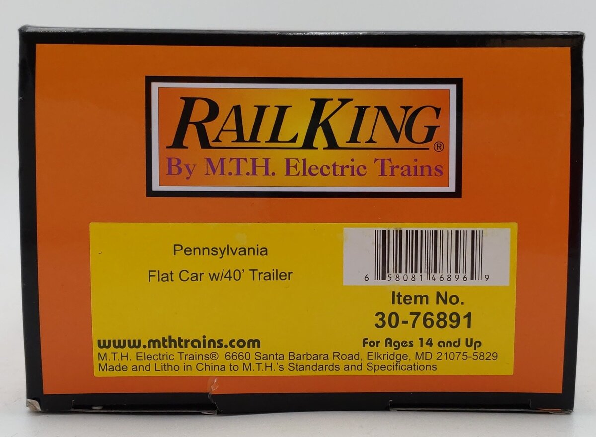 MTH 30-76891 Pennsylvania Flat Car w/40' Bickel's Trailer #475359 LN/Box