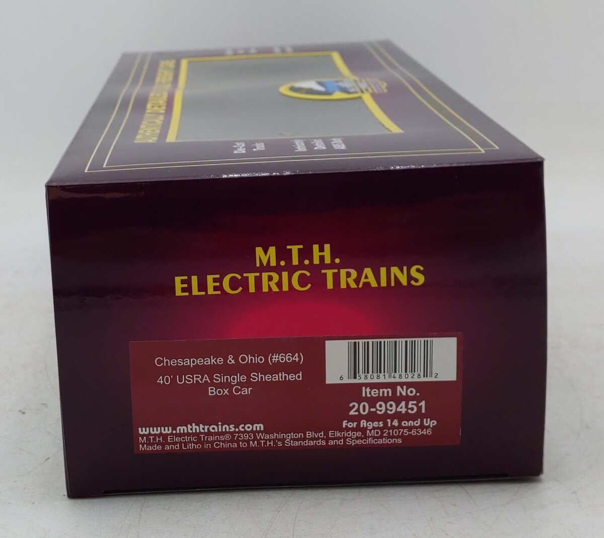 MTH 20-99451 O Chesapeake & Ohio 40' USRA Single Sheathed Box Car #664 LN/Box