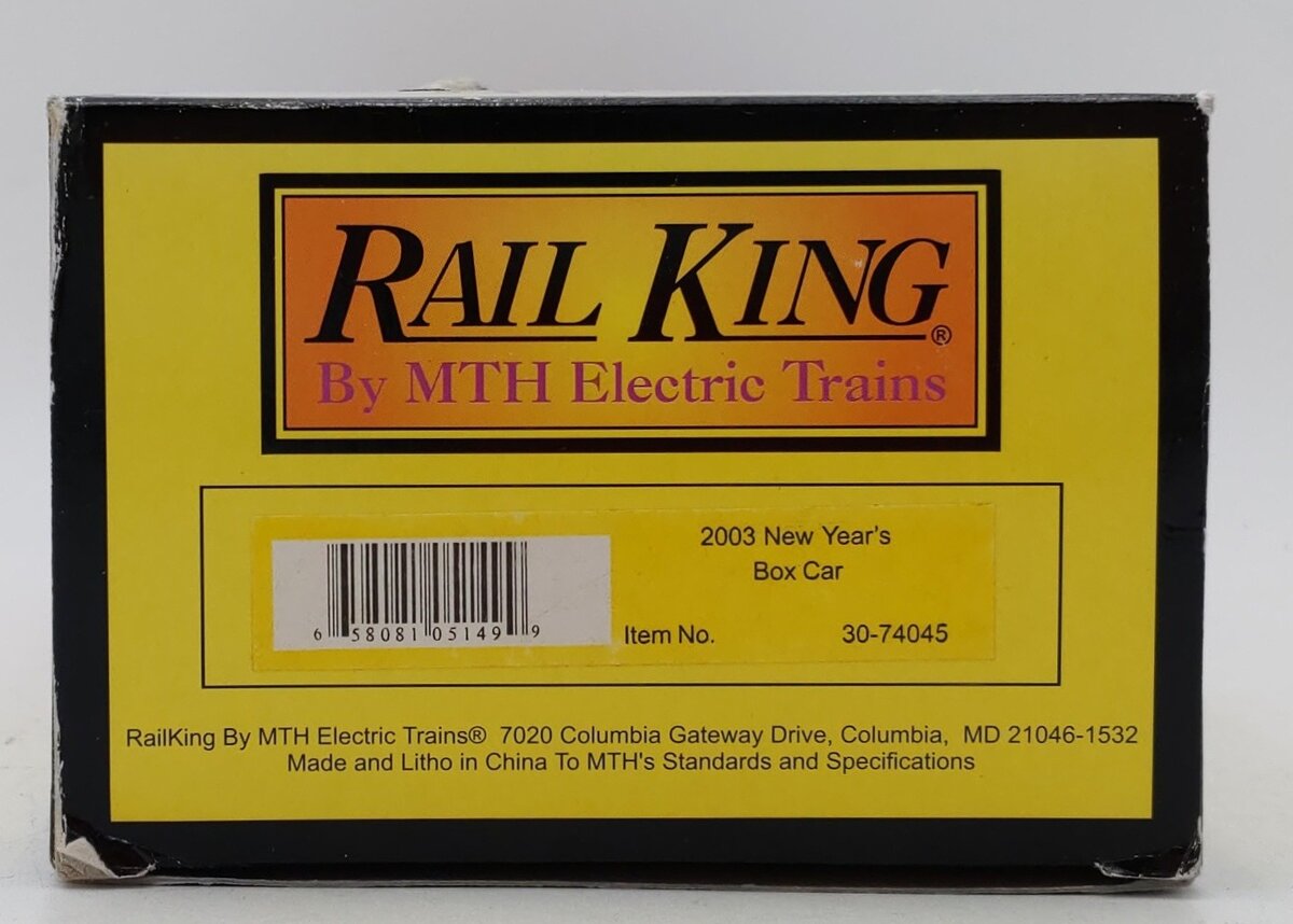 MTH 30-74045 O Gauge 2003 New Year's Box Car LN/Box
