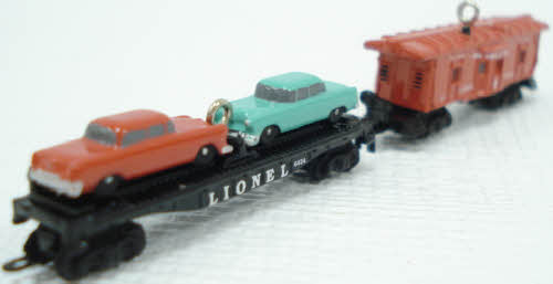 Hallmark QXM5265 Lionel Car Carrier & Caboose Christmas Ornaments (Set of 2)