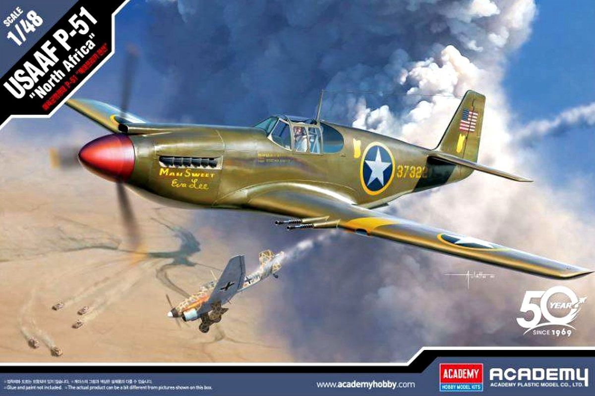 Academy 12338 1:48 North Africa USAAF P-51 Military Aircraft Plane Model Kit