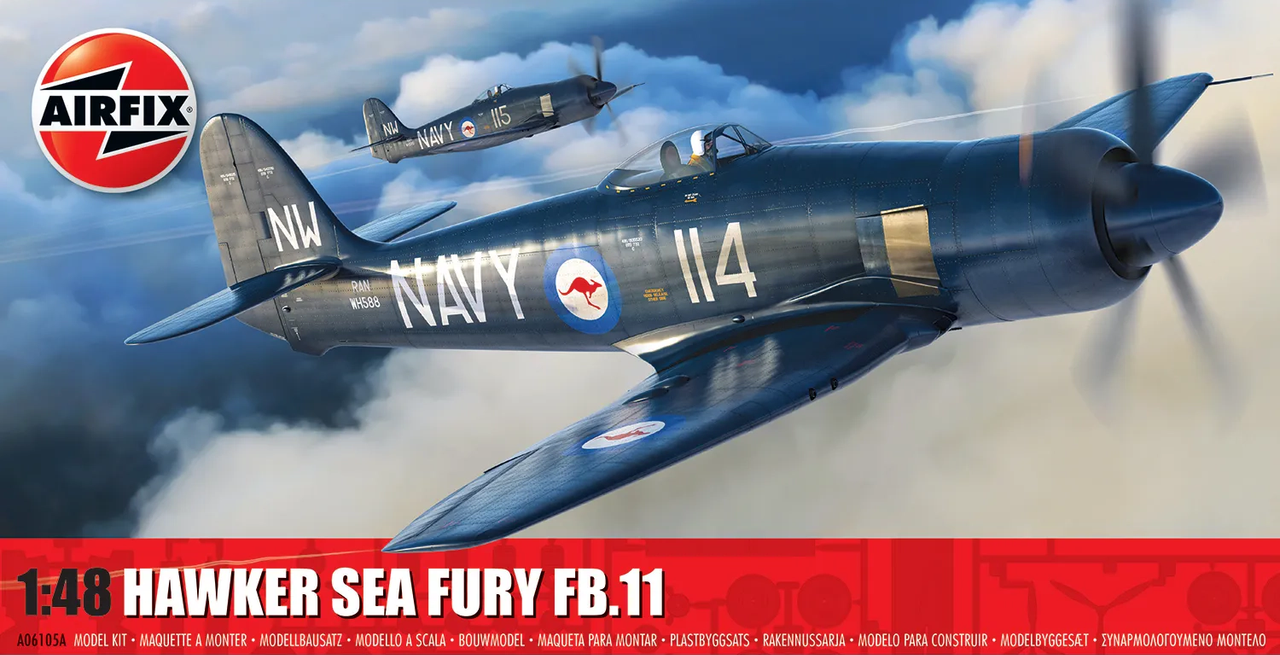 Airfix Products 6105A 1:48 Hawker Sea Fury FB.11 Aircraft Plastic Model Kit