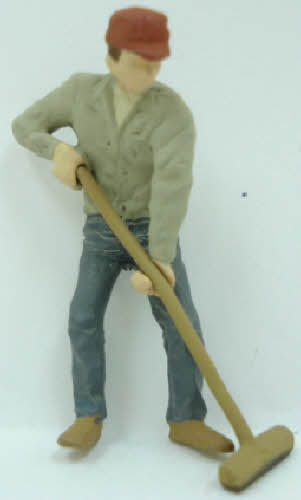 Arttista 1170 O Man Pushing Broom Pewter Figure Hand Painted Colors May Vary