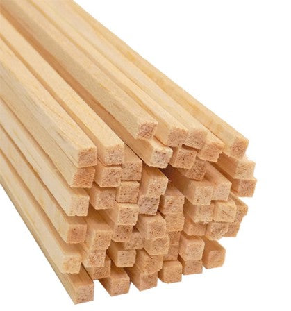 Bud Nosen Models 1043 1/8" x 1/8" x 36" Balsa Strips (Pack of 36)