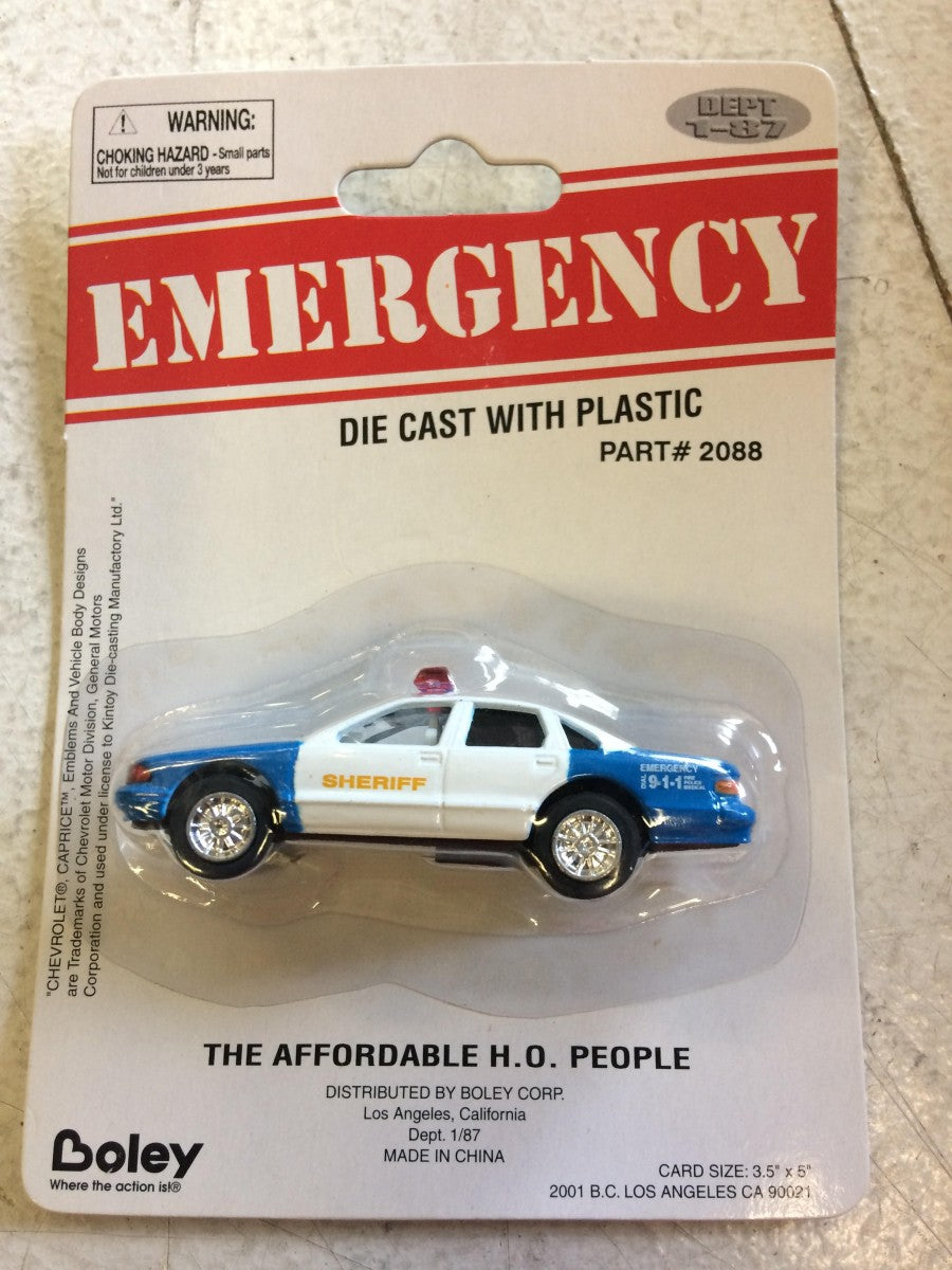 Boley 2088 Diecast Blue and White Police Sheriff Chevrolet Sedan