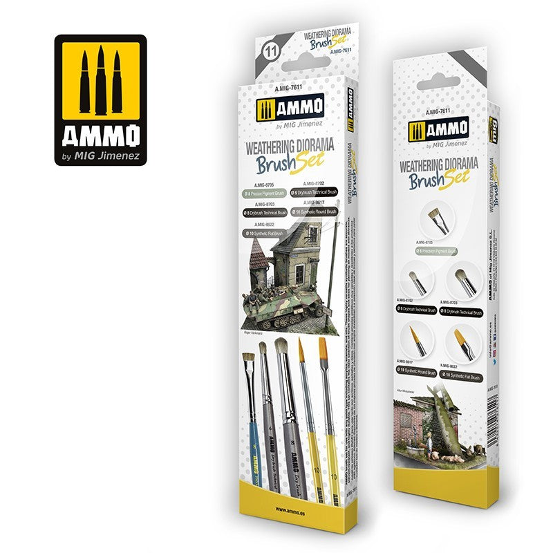 Mig Jimenez A.MIG-7611 Brushes for Weathering Diorama Set