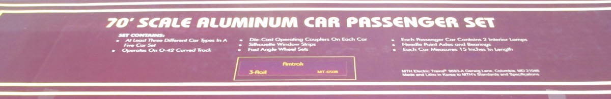 MTH 20-6508 O Gauge Amtrak 70' Aluminum Passenger Car Set (Set of 5) LN/Box
