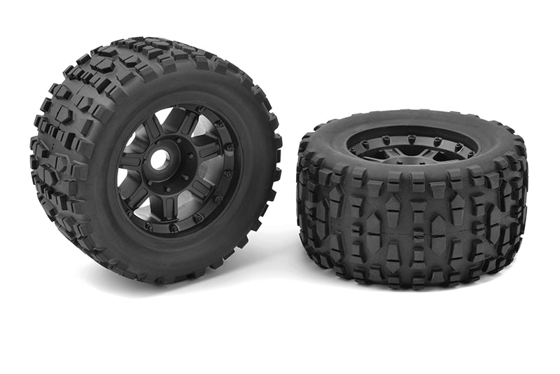 Corally 00180-632 Monster Truck Tires XL4S Grabber Glued on Black Rims