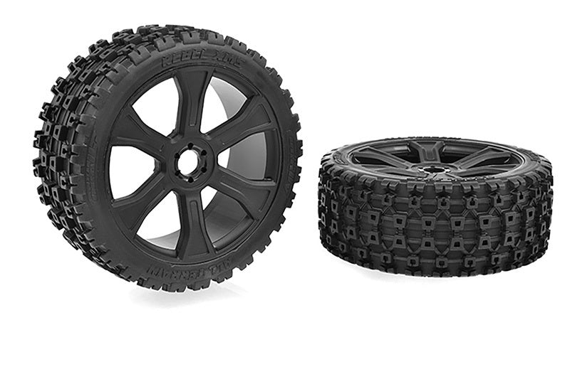 Corally C-00180-856 Rebel XMS ASUGA XLR Off-Road Tires Low Profile on Black Rims