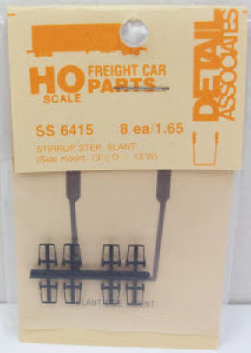 Detail Associates SS 6415 HO Slant Side Mount Freight Car Stirrups (Pack of 8)