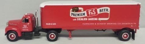 First Gear 18-1524 1960 Model B-61 Mack Tractor & Trailer Premium F&S Beer