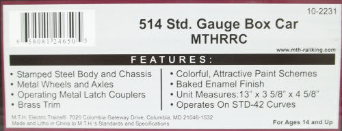 MTH 10-2231 Standard Gauge MTHRRC 500 Series Box Car NIB
