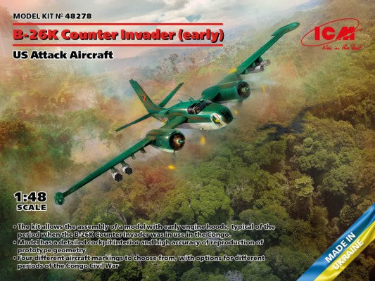 ICM 48278 1:48 B26K US Early Ver. Counter Invader Military Aircraft Plane Kit