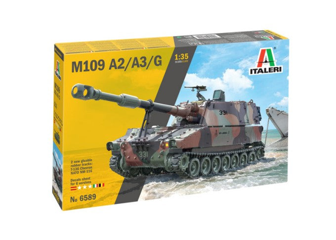 Italeri 6589 1:35 M109 A2/A3/Gwith Rubber Tracks Military Tank Model Kit