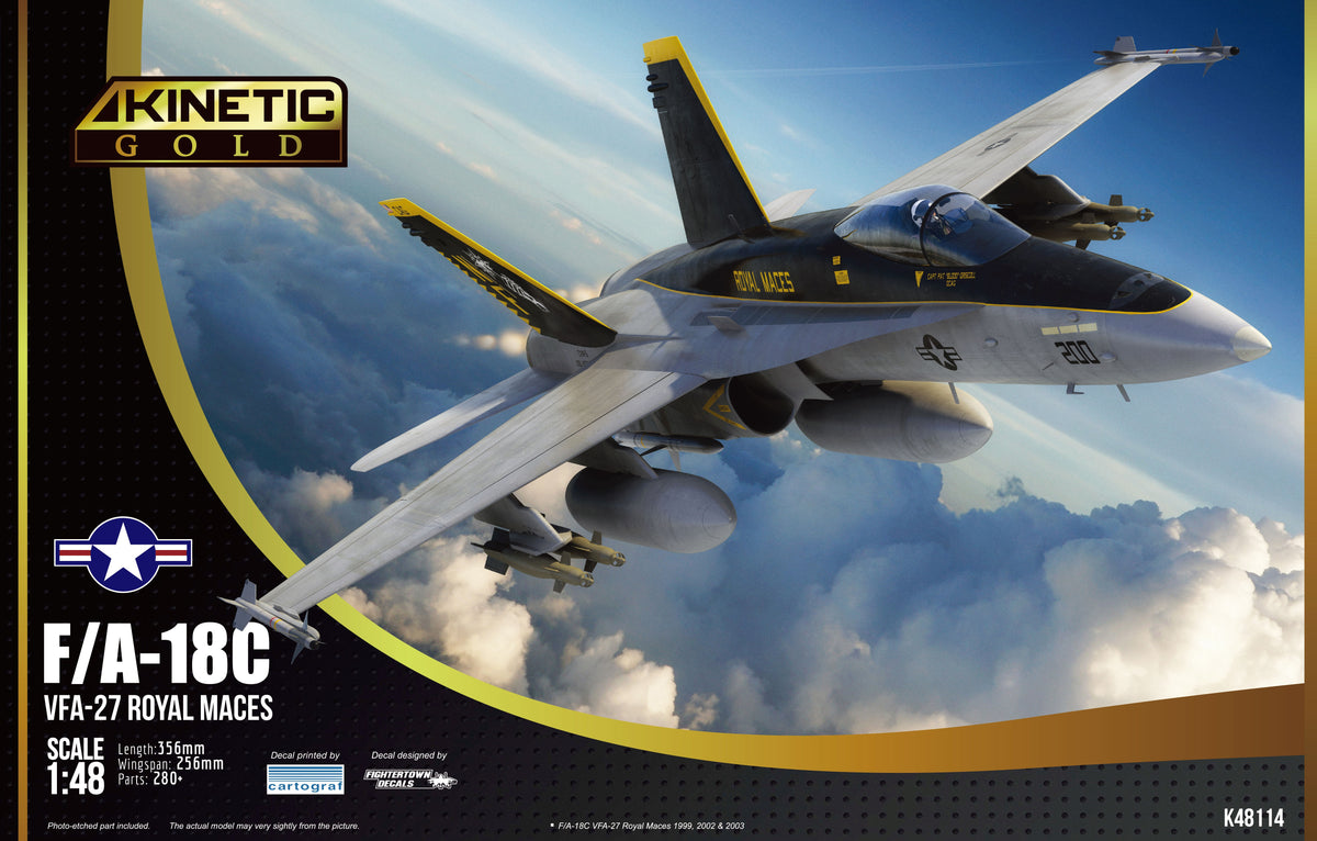 Kinetic K48114 1:48 F/A-18C VFA-27 Royal Maces Military Aircraft Plane Kit