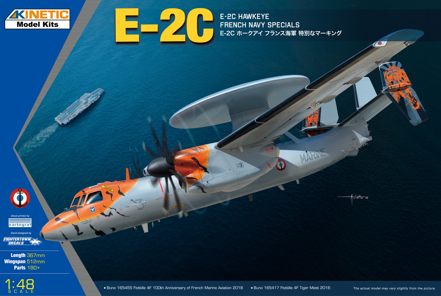 Kinetic K48122 1:48 E-2C Hawkeye French Navy Military Aircraft Plane Kit
