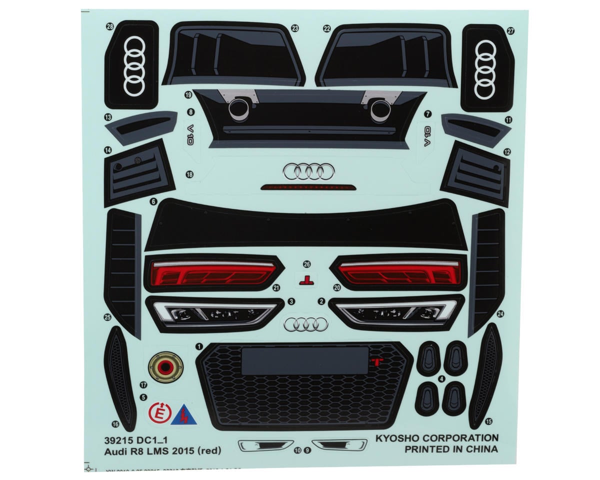 Kyosho 39215LW Fazer Audi R8 LMS 2015 Touring Car 200mm Clear Body Set