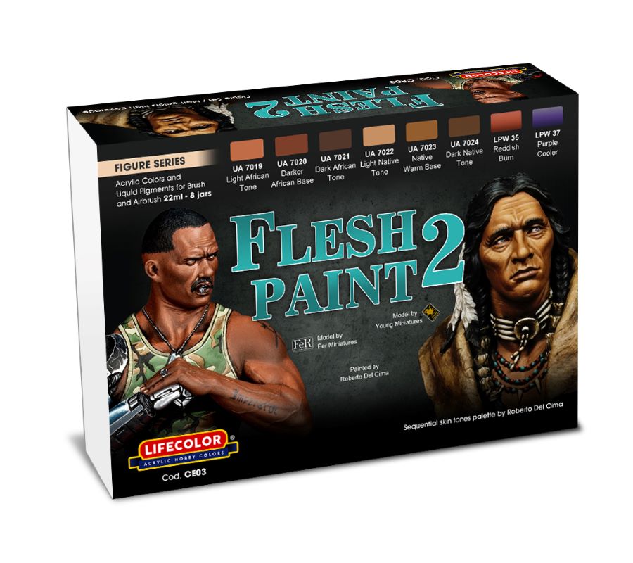 LifeColor CE03 Flesh Paint 2 Figure Acrylic Paint - 22 ml. Bottle (Set of 8)
