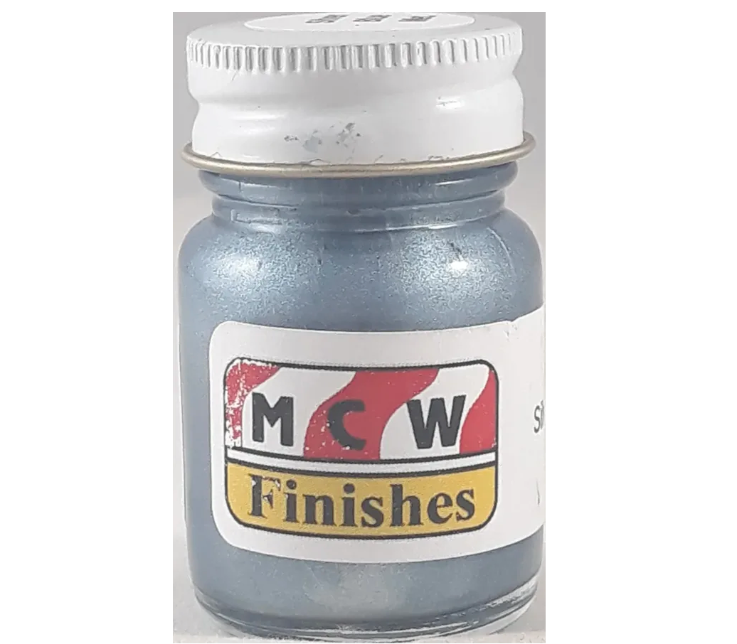 MCW Finishes 6200 Silver Blue Metallic Enamel - 15 ml Paint Bottle (Pack of 6)