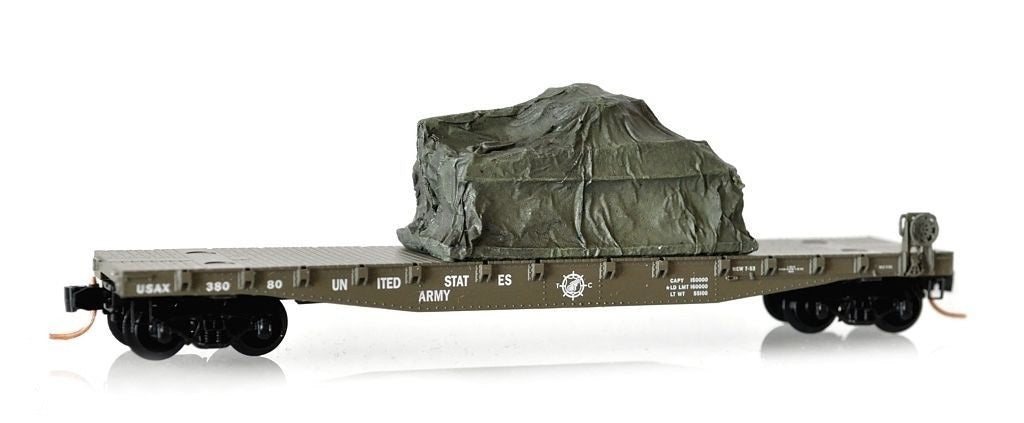 Micro-Trains 04500181 N USAX 50' Fishbelly Side Flatcar with Tank Load #38080 LN/Box
