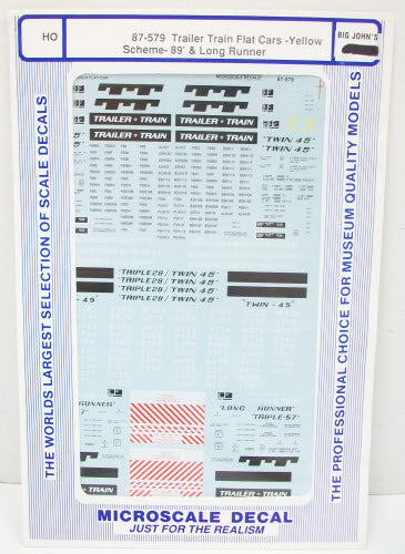 Microscale 87-579 HO Trailer Train 89'' Flats and Long Runner Flatcar Decal Shee