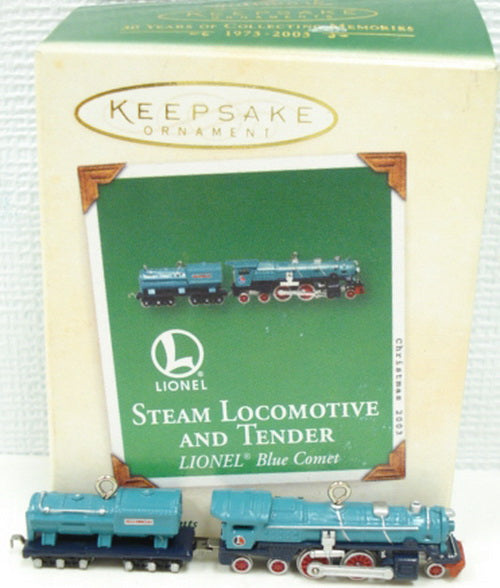 Hallmark QXM4887 Lionel Steam Locomotive & Tender Miniature Blue Comet Ornament