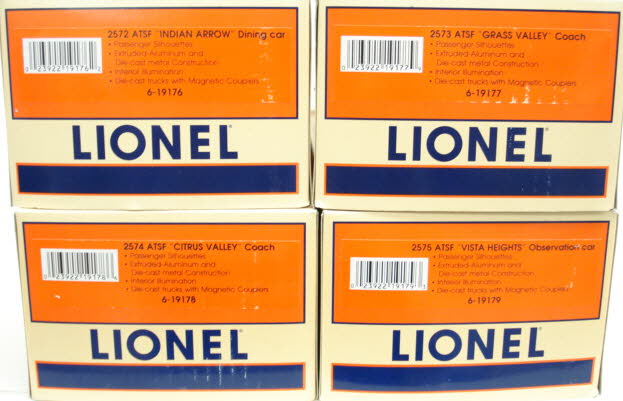 Lionel 6-19180 O Gauge ATSF Railway Surfliner 4-Car Passenger Set LN/Box