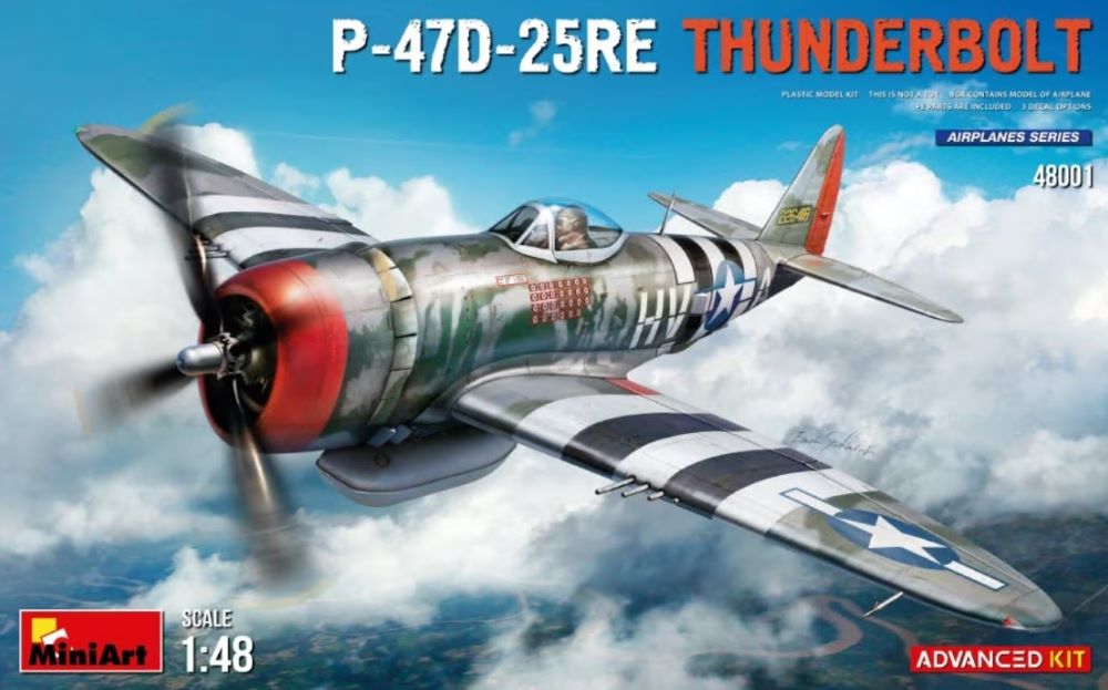 MiniArt 48001 1:48 P47D25RE Thunderbolt Military Aircraft Plane Model Kit