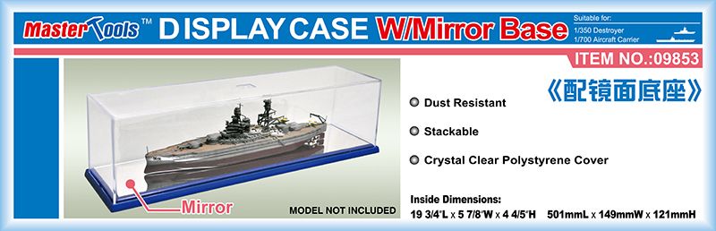 Master Tools 09853 501mm x 149mm x 121mm Transparent Display Box w/Mirror Base