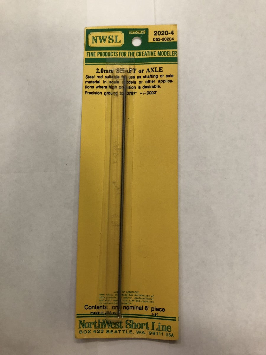 Northwest Short Line 2020-4 2.0 mm Outside Diameter Shaft / Axle Stock