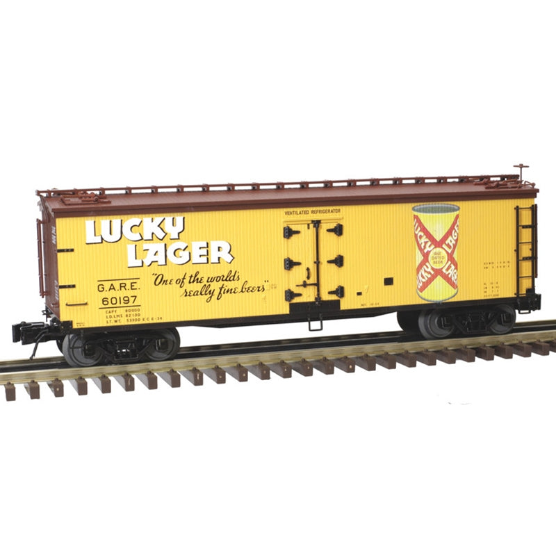 Atlas 3001570 O Lucky Lager 3-Rail 40' Wood Reefer #60197 NIB